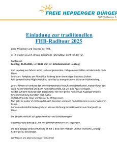 Einladung FHB-Radltour 2025